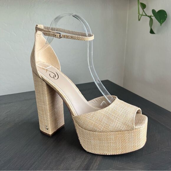 SAM EDELMAN Kori Platform Peep Toe Heels in Beechwood Size 11 NEW - Picture 3 of 17